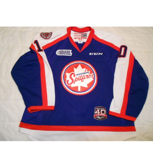 Custom OHL Windsor Spitfires 2014 15 10 Markus Soberg Hockey Jersey Alternate Blue